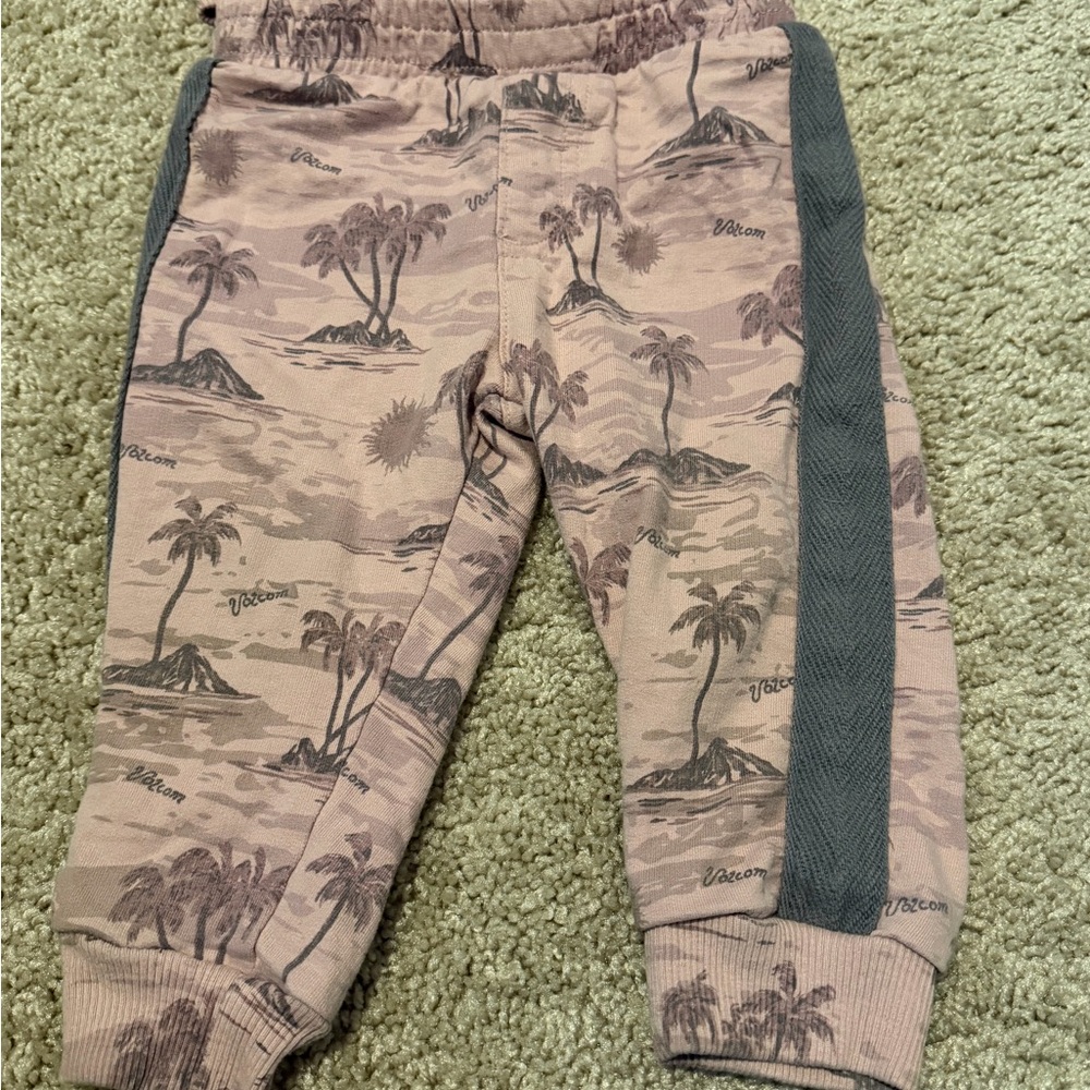 Volcom Stripe Hoodie Jogger Set 18M Dusty Purple Cotton 2 Piece Outfit - Picture 2 of 4